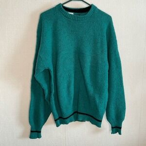 Vintage ALPS Sweater Mens XL Wool Bl Crew Mountain‎ Green Fisherman Pullover Y2K